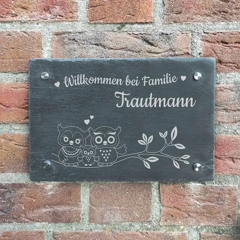 Türschild Personalisiert - Druck mit Name & Familie - Hausschild Eulen - Image 6