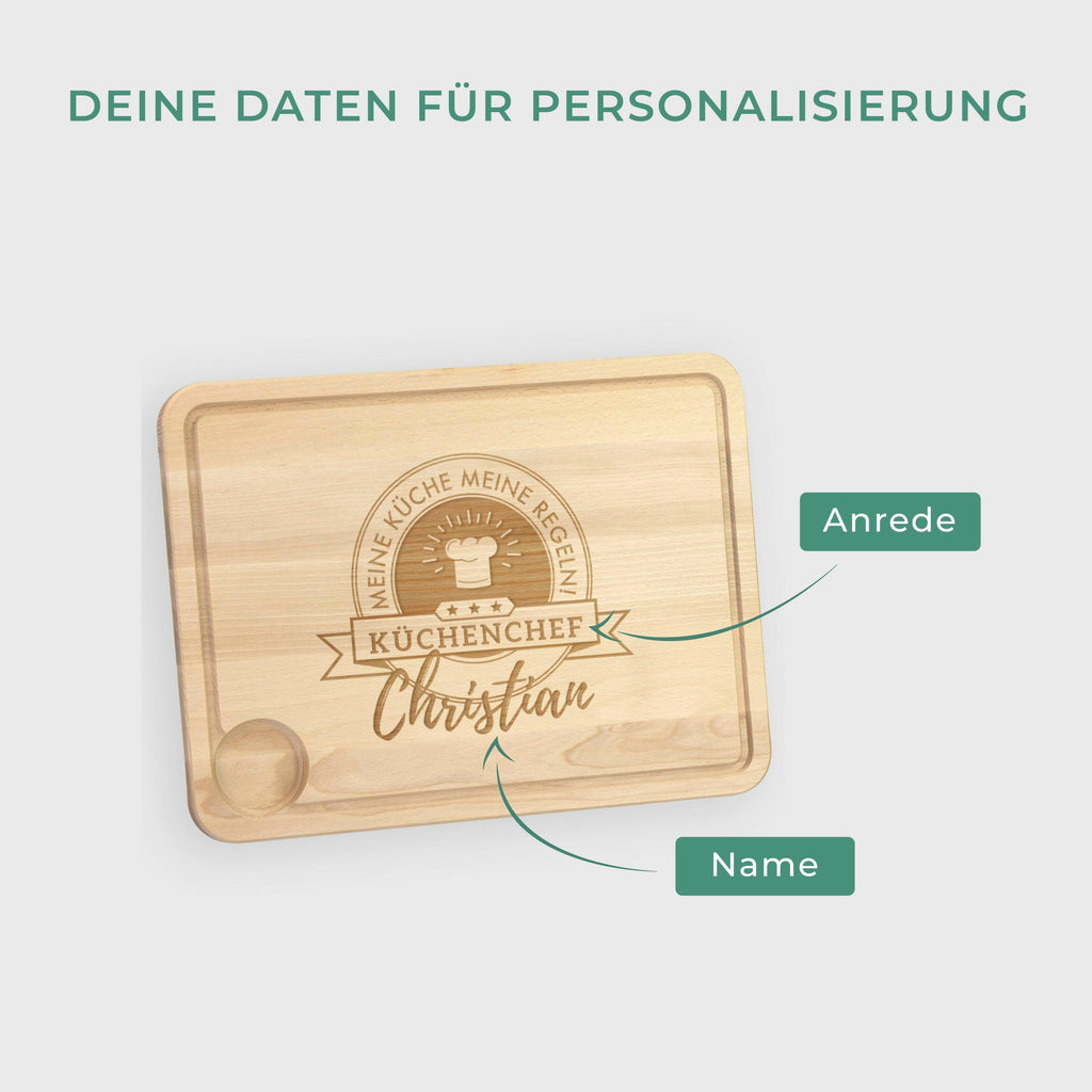 Schneidebrett aus Holz - Personalisiert - Kochmütze Motiv - Image 3