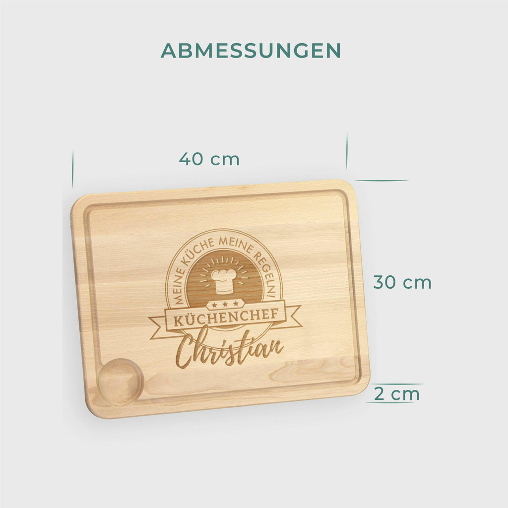 Schneidebrett aus Holz - Personalisiert - Kochmütze Motiv - Image 4