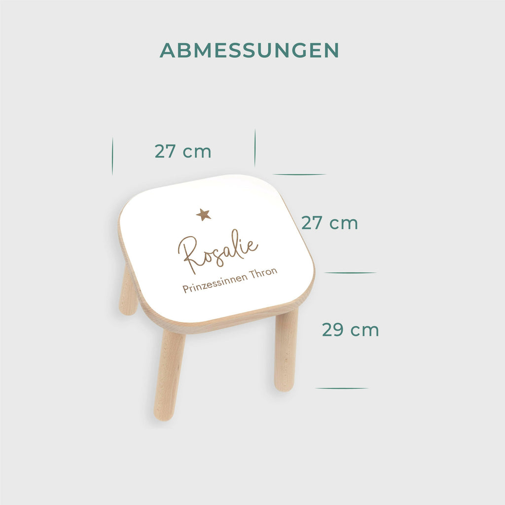 Kinderhocker aus Holz personalisiert - Druck mit Namen - Niers Sitzhocker für Kinder - Weiß - Image 3