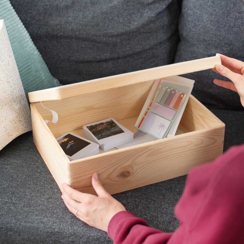 Holzkiste mit Deckel - Natur, unbehandelt, FSC® - Erinnerungsbox Groß & Klein - Größen S - Image 4