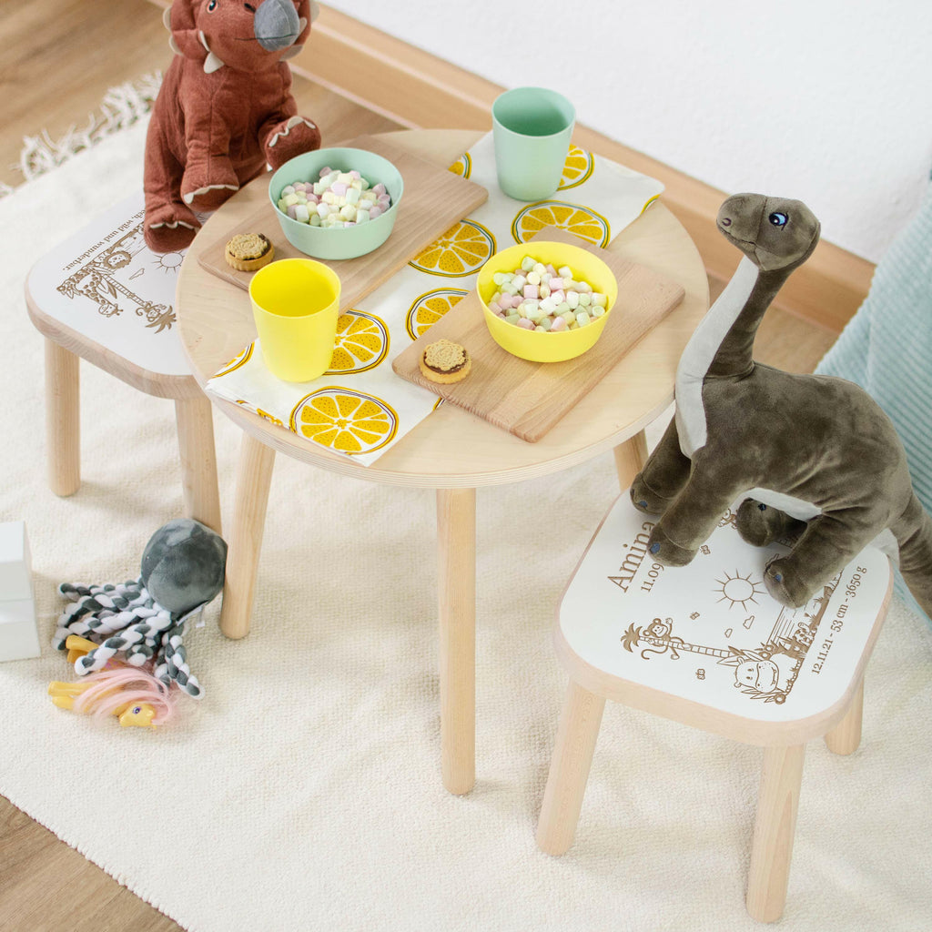 Kinderhocker aus Holz personalisiert - Druck mit Namen - Dschungel Sitzhocker für Kinder - Weiß - Image 7