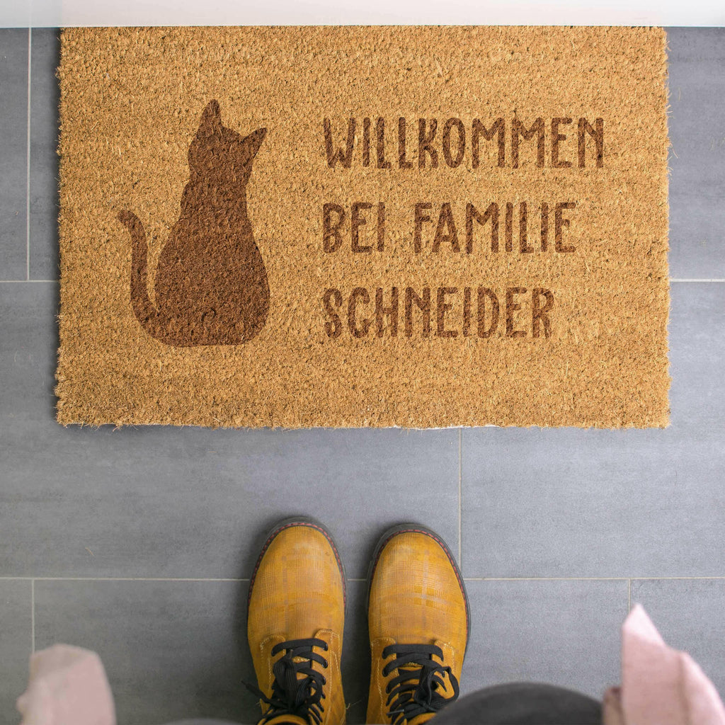 Fußmatte Personalisiert - Motiv Katze mit Namen - ca. 60 x 40 cm, rutschfest & waschbar - Image 7