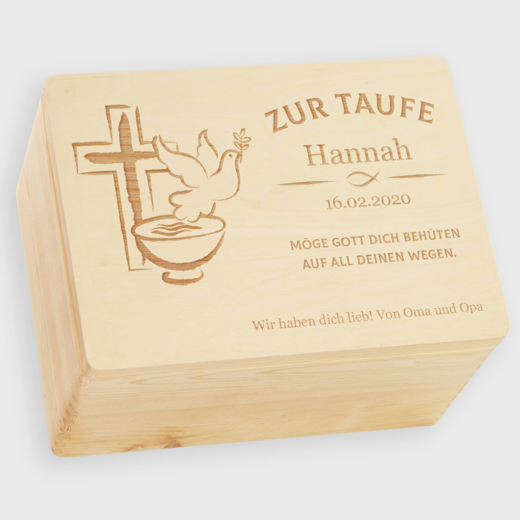 Personalisierte Erinnerungsbox als Taufgeschenk - Friedenstaube - Natur, FSC® - Image 13