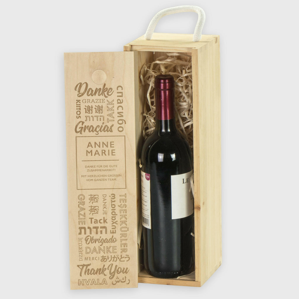 Weinbox aus Holz für eine Flasche - Weinkiste als Geschenkbox personalisiert mit Gravur - Image 5