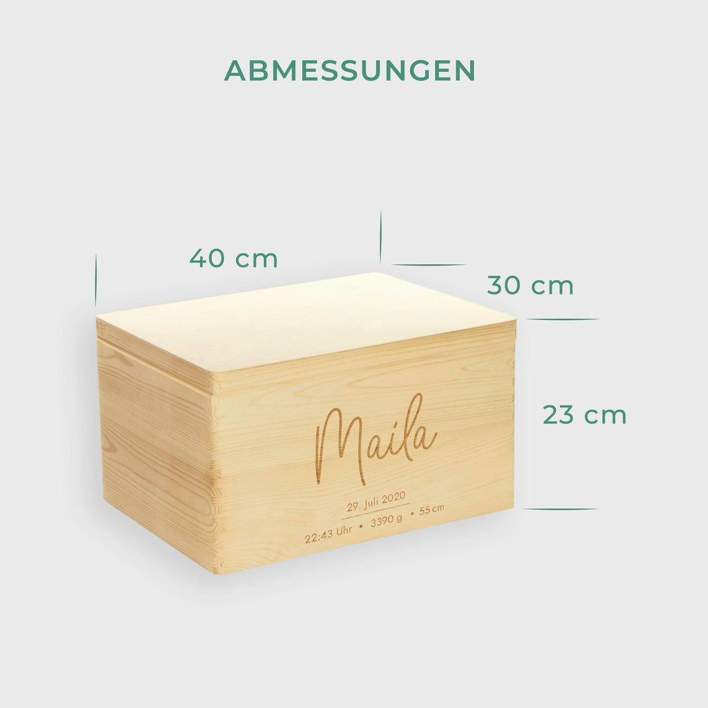 Erinnerungsbox für Baby - Niers Front-Motiv - Holzkiste als Geschenk zur Geburt - Natur, FSC® - Image 5