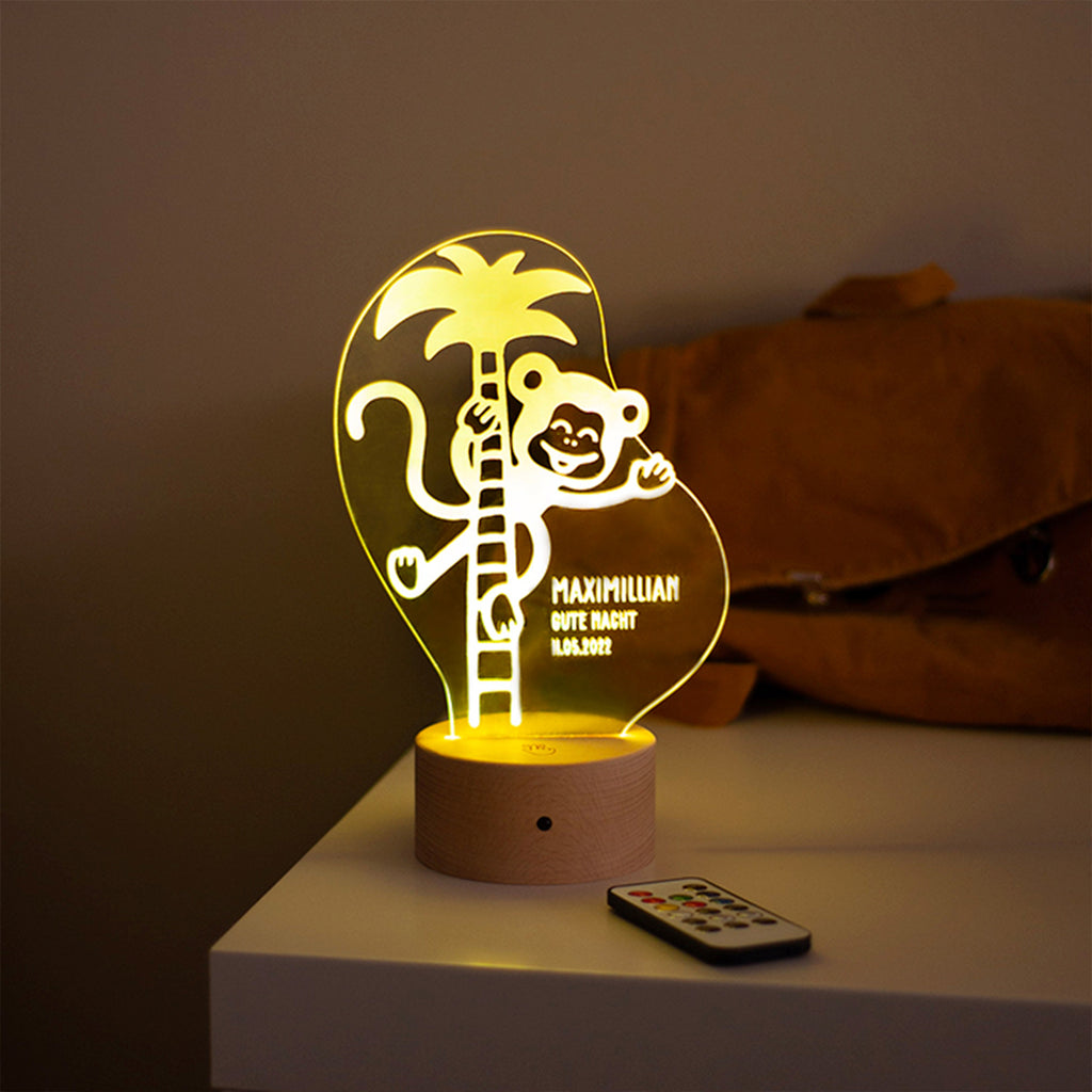 LED Kinder Nachtlicht - Personalisiert - Schlummerlicht Baby mit Namen - Affe 3D Lampe - Image 5