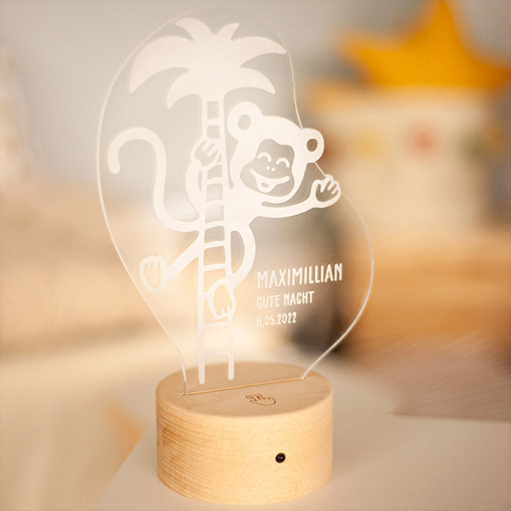 LED Kinder Nachtlicht - Personalisiert - Schlummerlicht Baby mit Namen - Affe 3D Lampe - Image 10