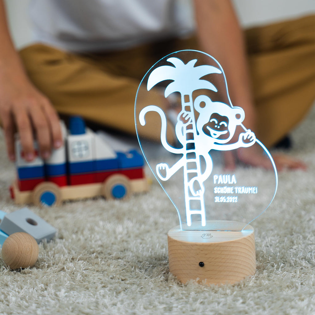 LED Kinder Nachtlicht - Personalisiert - Schlummerlicht Baby mit Namen - Affe 3D Lampe - Image 11