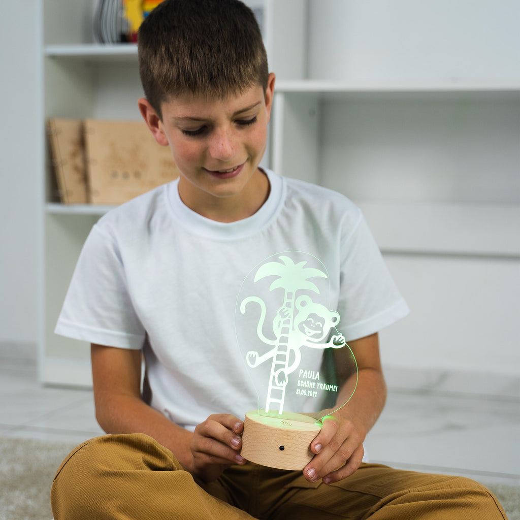 LED Kinder Nachtlicht - Personalisiert - Schlummerlicht Baby mit Namen - Affe 3D Lampe - Image 4