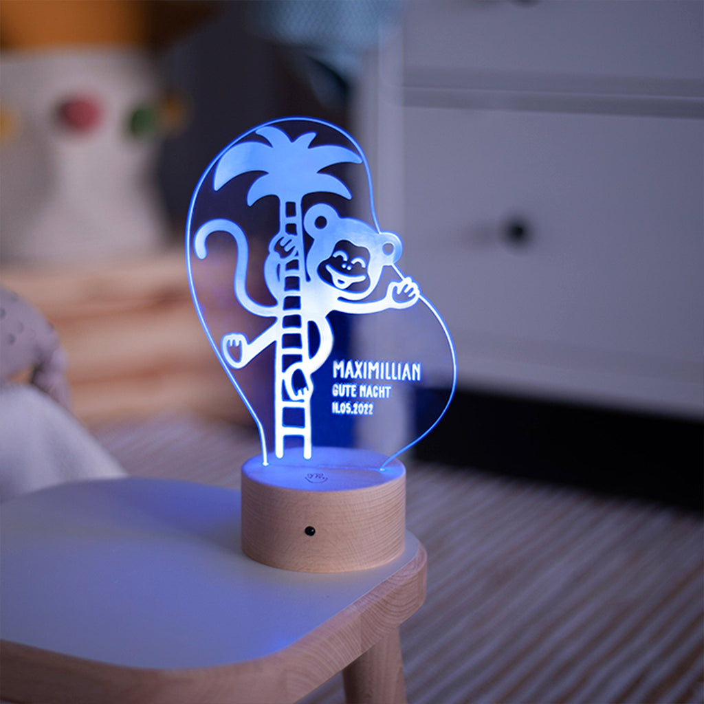 LED Kinder Nachtlicht - Personalisiert - Schlummerlicht Baby mit Namen - Affe 3D Lampe - Image 9