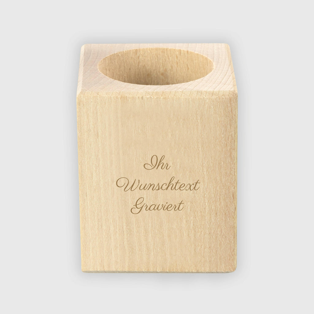 Teelichthalter Personalisiert mit Name und Wunsch-Gravur - Motiv Wunschtext, Natur - ca. 6 x 6 x 7 cm - Image 4