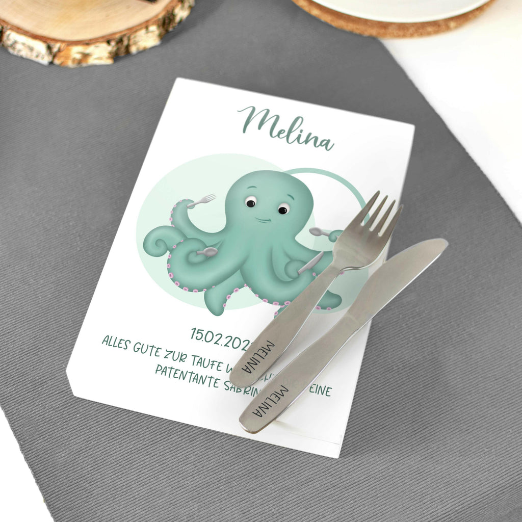 Kinderbesteck personalisiert mit Namen - Besteckset Oktopus Motiv - Image 4