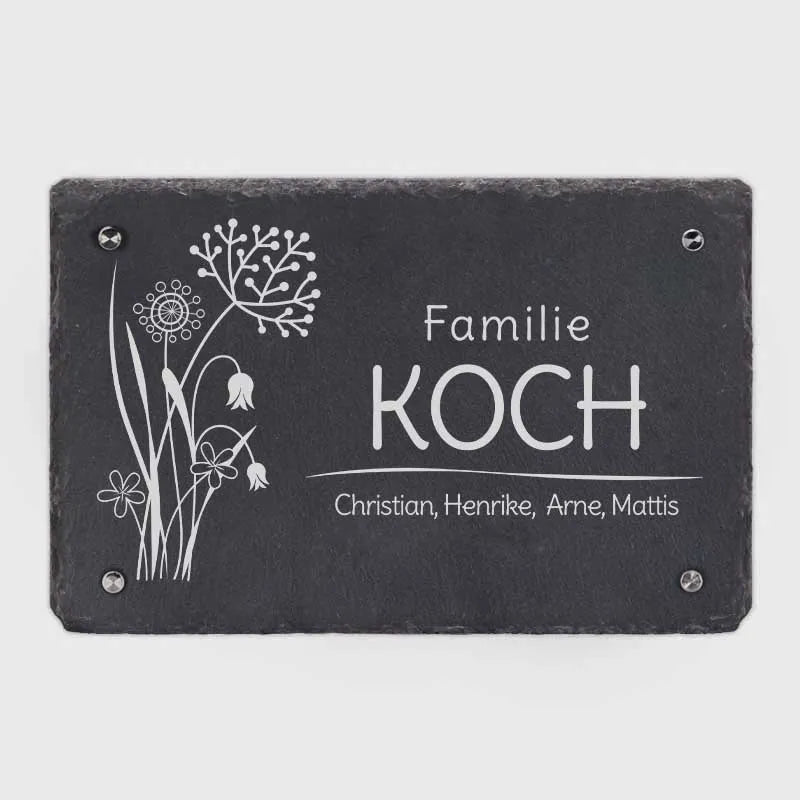 Türschild Personalisiert - Druck mit Name & Familie - Hausschild Blumen - Image 7