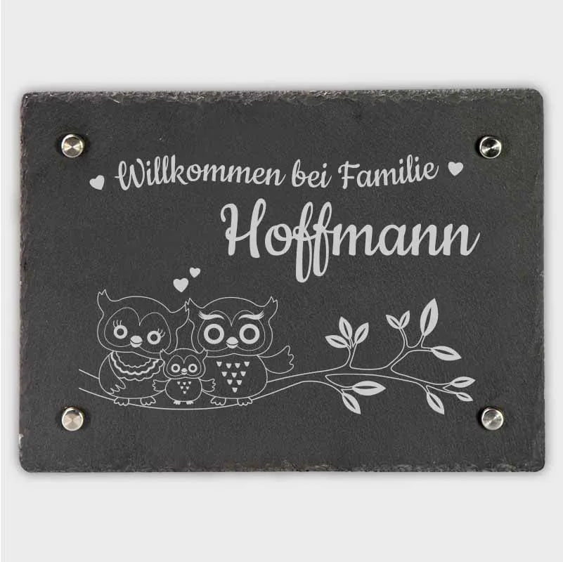 Türschild Personalisiert - Druck mit Name & Familie - Hausschild Eulen - Image 8