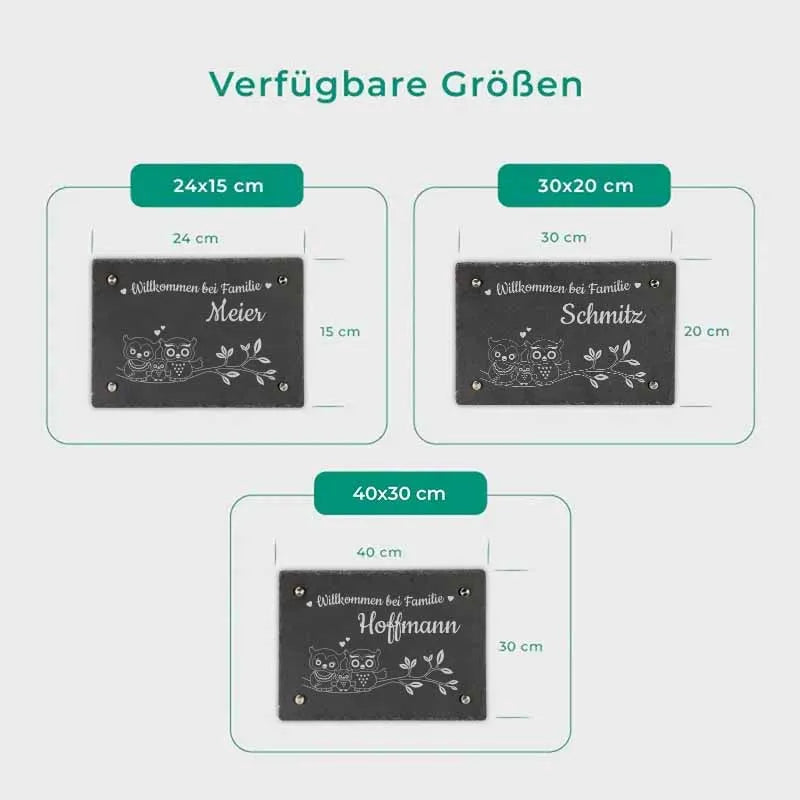 Türschild Personalisiert - Druck mit Name & Familie - Hausschild Eulen - Image 3