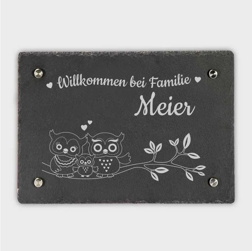 Türschild Personalisiert - Druck mit Name & Familie - Hausschild Eulen - Image 7