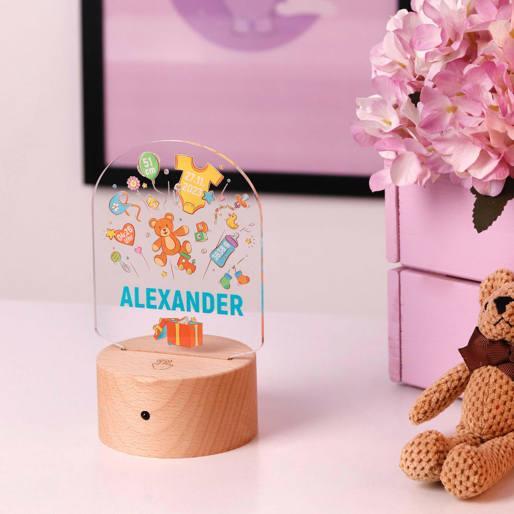 LED Kinder Nachtlicht - Personalisiert - Schlummerlicht Baby mit Namen - Geschenkbox 3D Lampe - Image 3