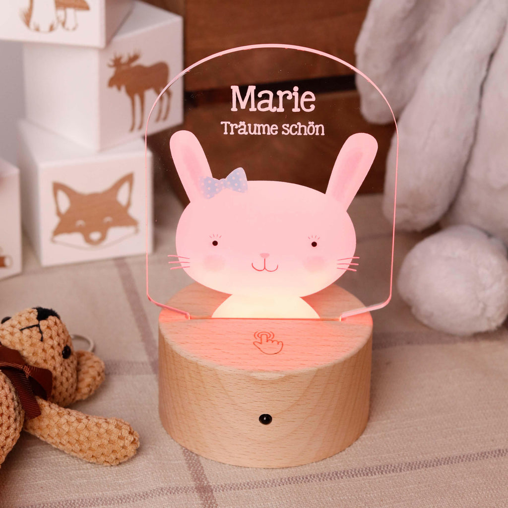 LED Kinder Nachtlicht - Personalisiert - Schlummerlicht Baby mit Namen - Hase 3D Lampe - Image 3
