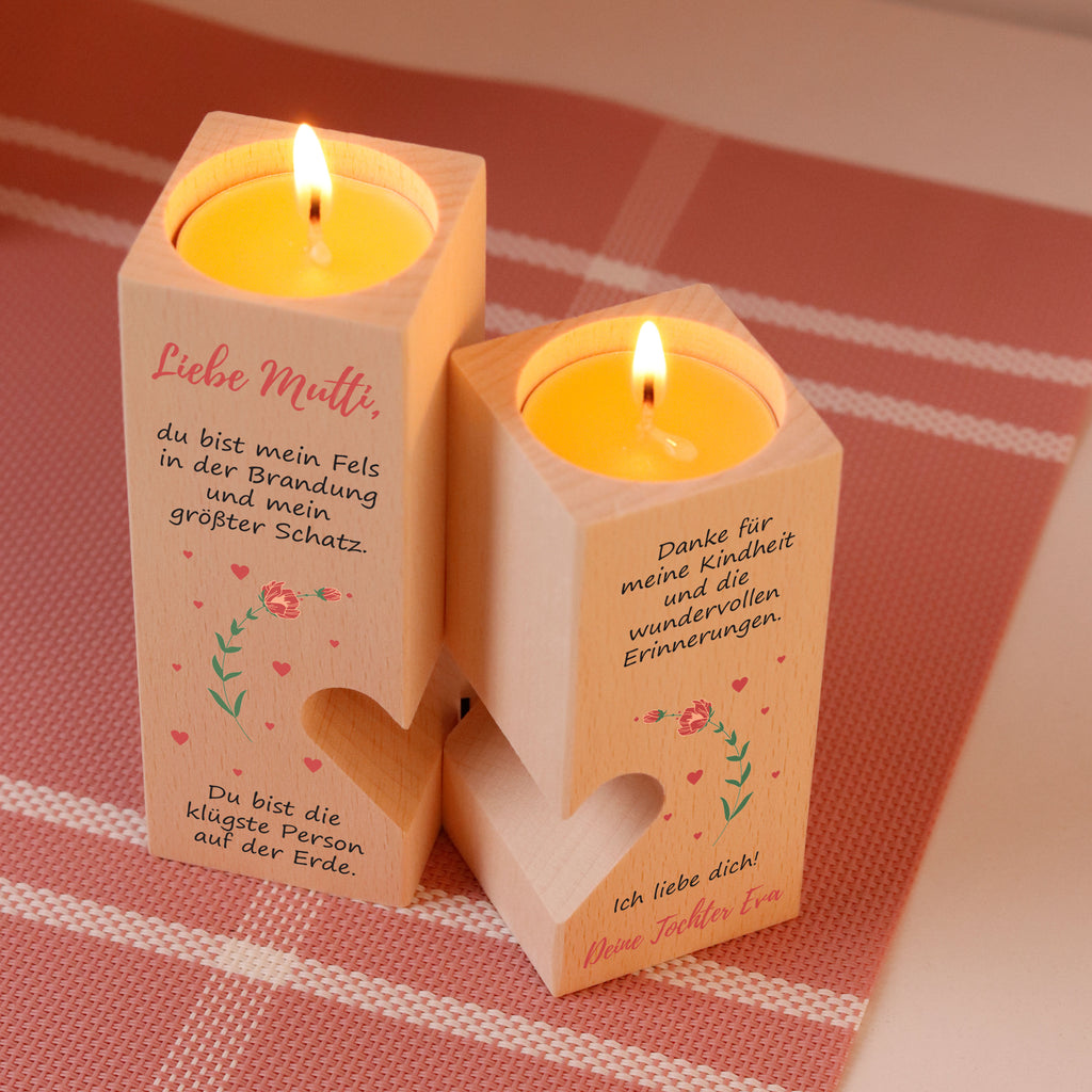 Personalisierter Kerzenständer für Mama - Floral, FSC® - Image 8