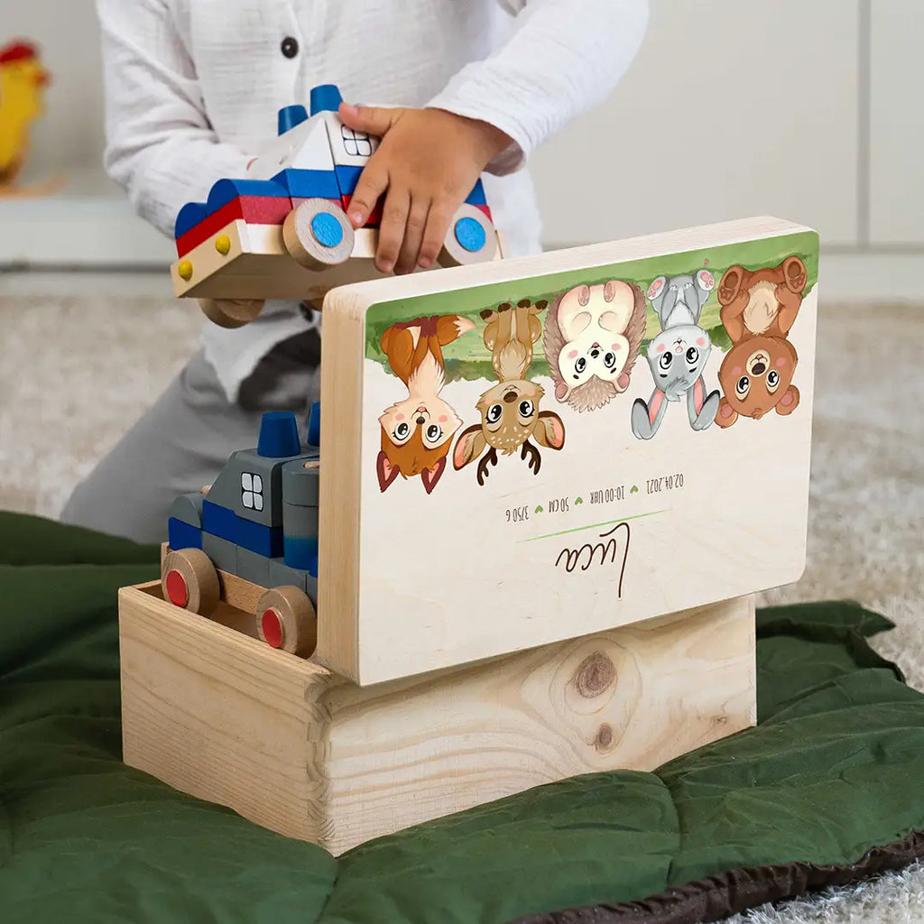 Erinnerungsbox für Baby - Waldtiere - Holzkiste zur Geburt - Natur, FSC® - Image 8