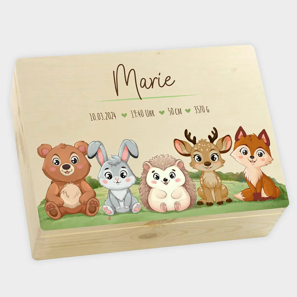 Erinnerungsbox für Baby - Waldtiere - Holzkiste zur Geburt - Natur, FSC® - Image 13