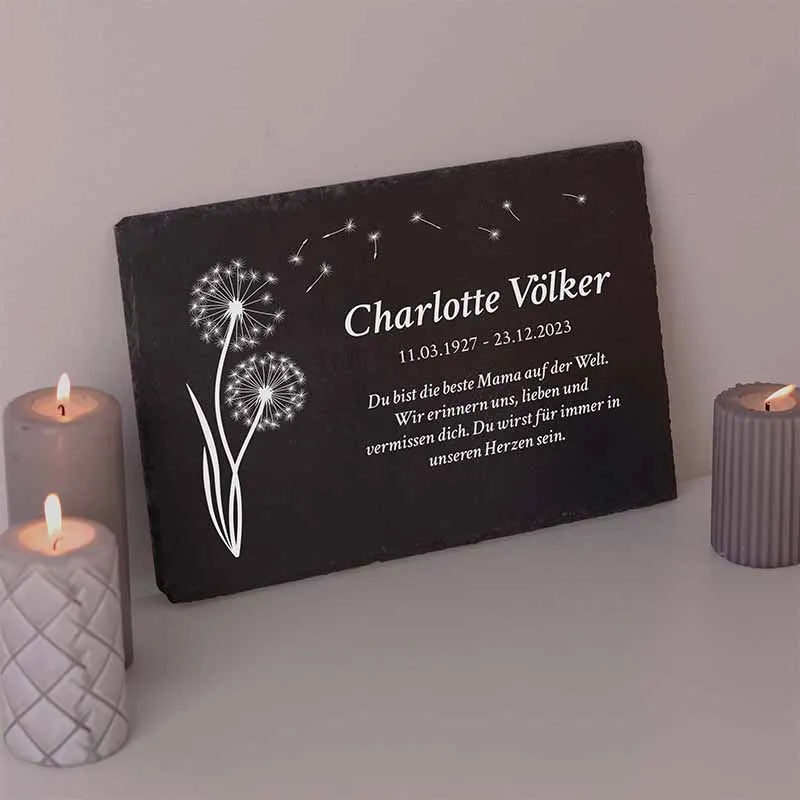 Personalisierte Grabplatte als Grabschmuck mit Wunschtext - Pusteblume - Image 4