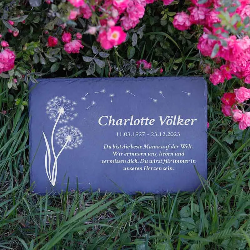 Personalisierte Grabplatte als Grabschmuck mit Wunschtext - Pusteblume - Image 6