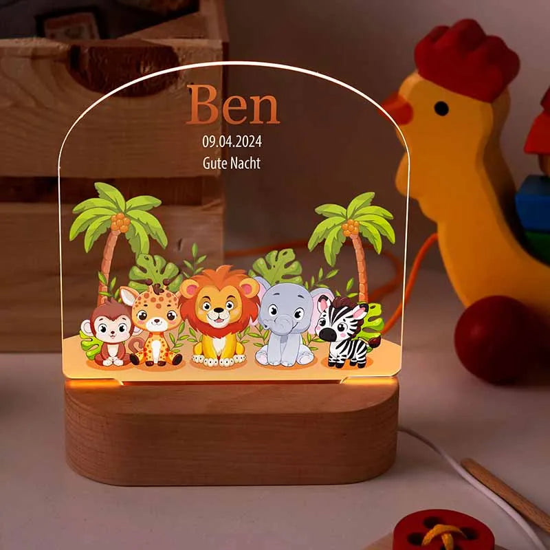 LED Kinder Nachtlicht - Personalisiert mit Namen - Safari - Image 2