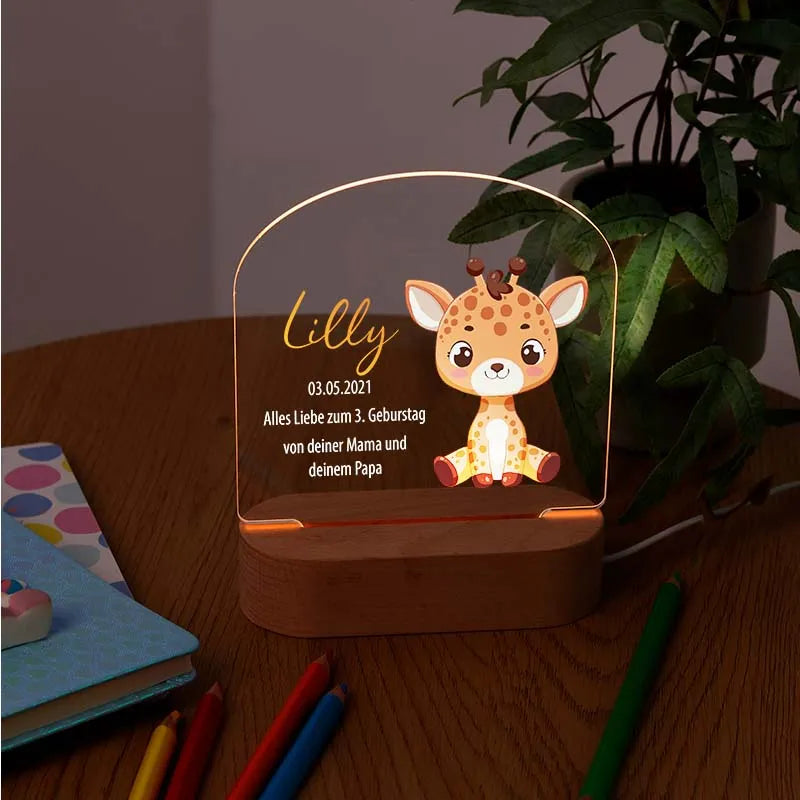 LED Kinder Nachtlicht - Personalisiert mit Namen - Giraffe - Image 6