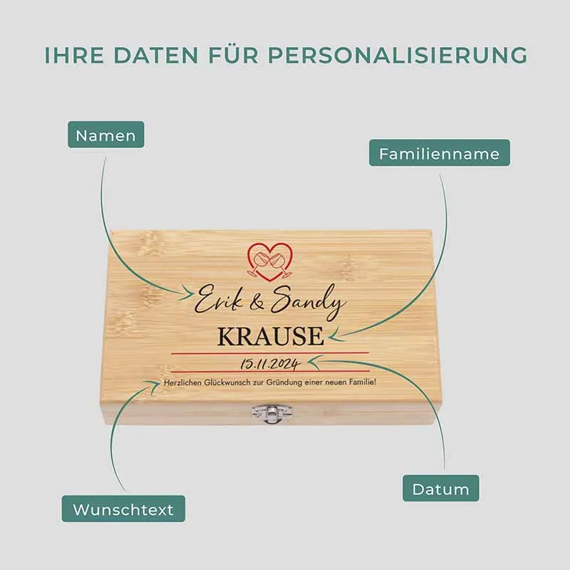 5er Weinzubehörset als Sommelier Set mit Geschenkbox Personalisiert - Liebespaar - Image 3