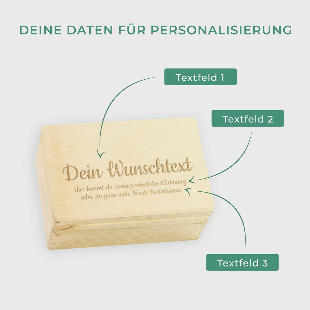 Erinnerungsbox Personalisiert mit Wunschtext Gravur - Geschenkkiste & Holzbox - Natur - Image 3