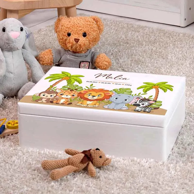 Erinnerungsbox für Baby - Safari - Holzkiste zur Geburt - Image 4